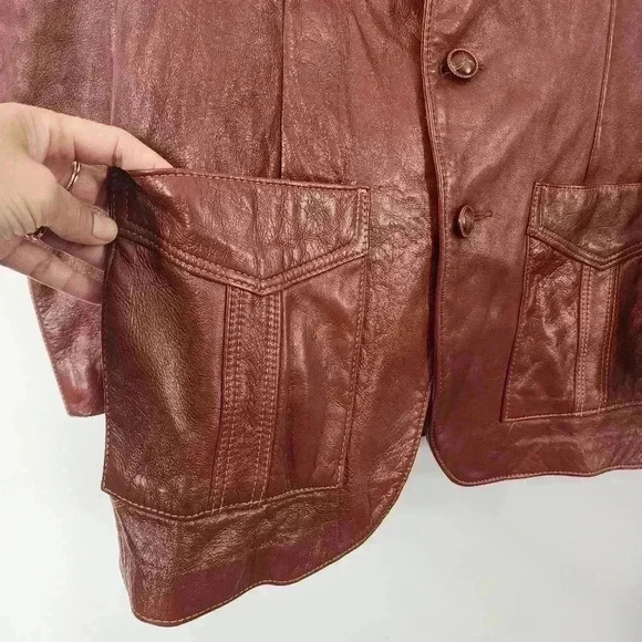 Vintage Grais Angel skin cabretta leather Brown leather jacket women's 40/ L - Picture 3 of 10